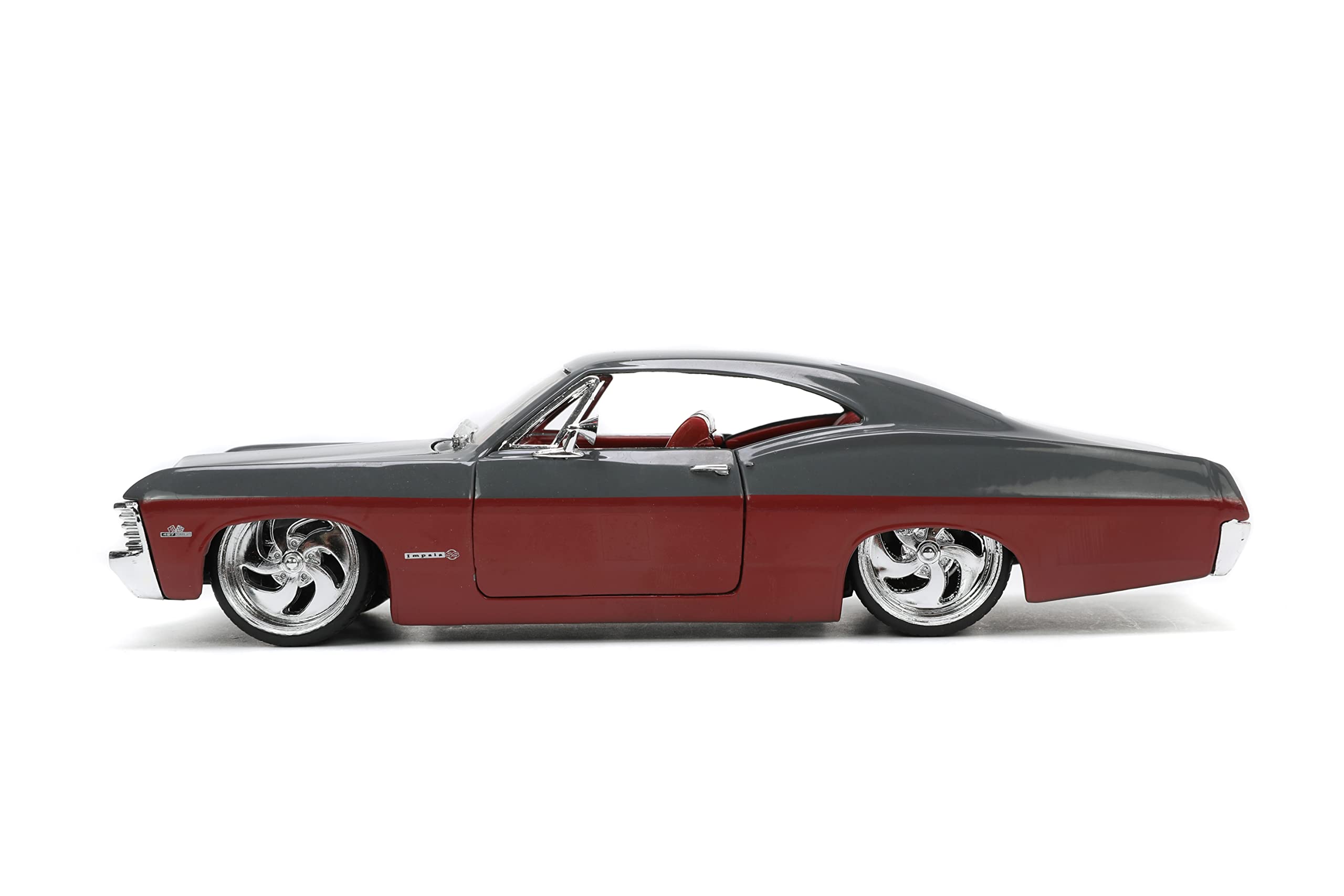 Jada Toys Big Time Muscle 1:24 1967 Chevy Impala SS Gray/Burgundy Die-cast Car, Toys for Kids and Adults 4