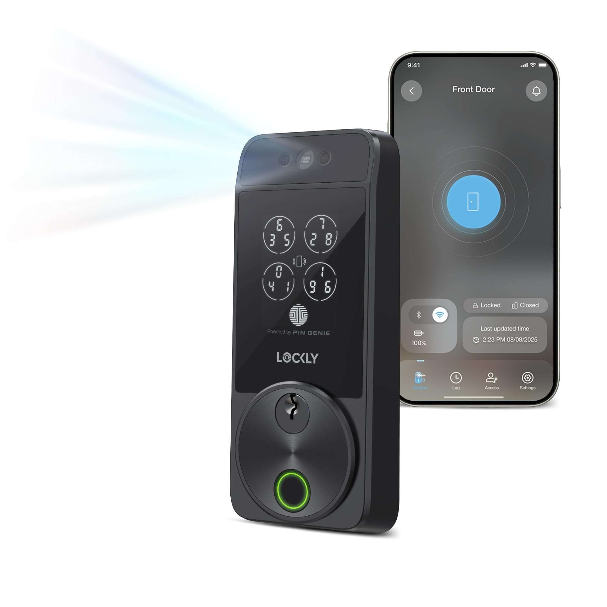 Lockly Visage Zeno Series Smart Lock, Facial Recognition & Fingerprint Keyless Entry Door Lock, Built-in Wi-Fi Deadbolt with Apple Home Key, PIN Genie Keypad, App Remote Control (Matte Black) 1