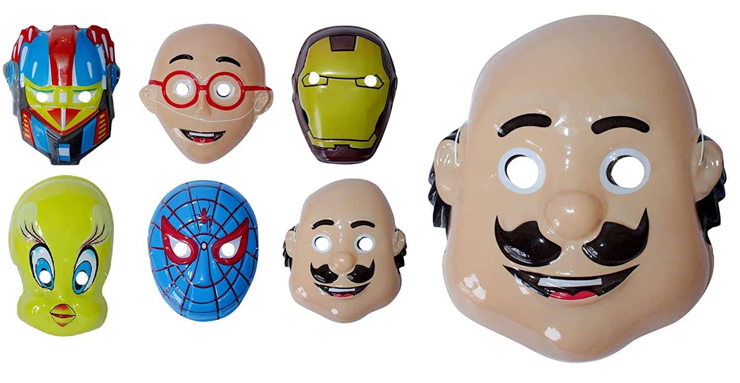 Pelo Funny Cartoon Face Mask for Kids Boys and Girls Set of 6 Pack of 1 1