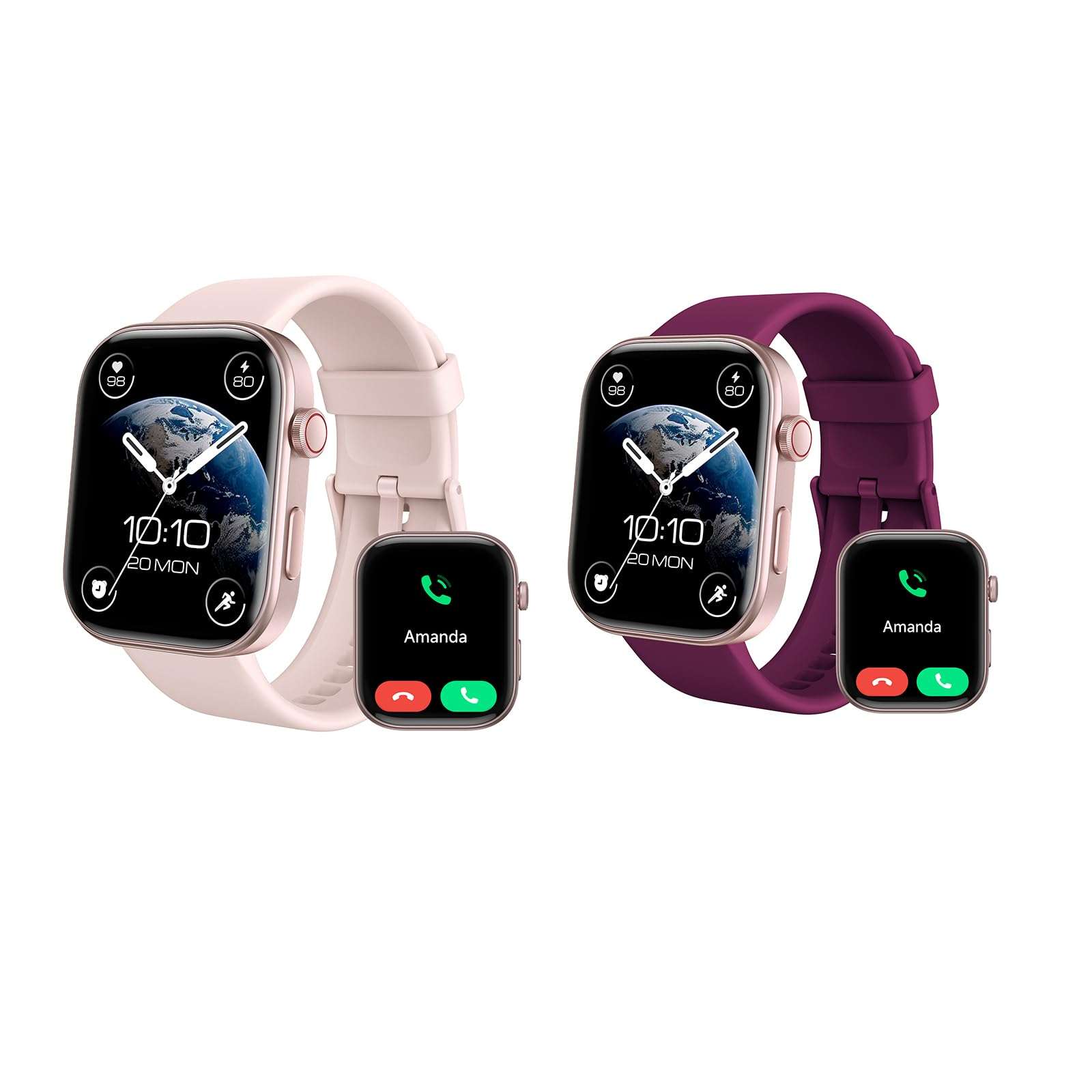 Fitpolo Smart Watches for Women Android & iPhone - GTX12 Series (Pink+Dpurple)