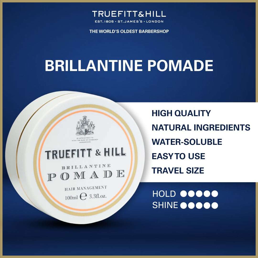 Truefitt & Hill Hair Management Brilliantine Hair Pomade Wax For Men 100GM | Medium Hold & Recommended For Small Medium Hair 4
