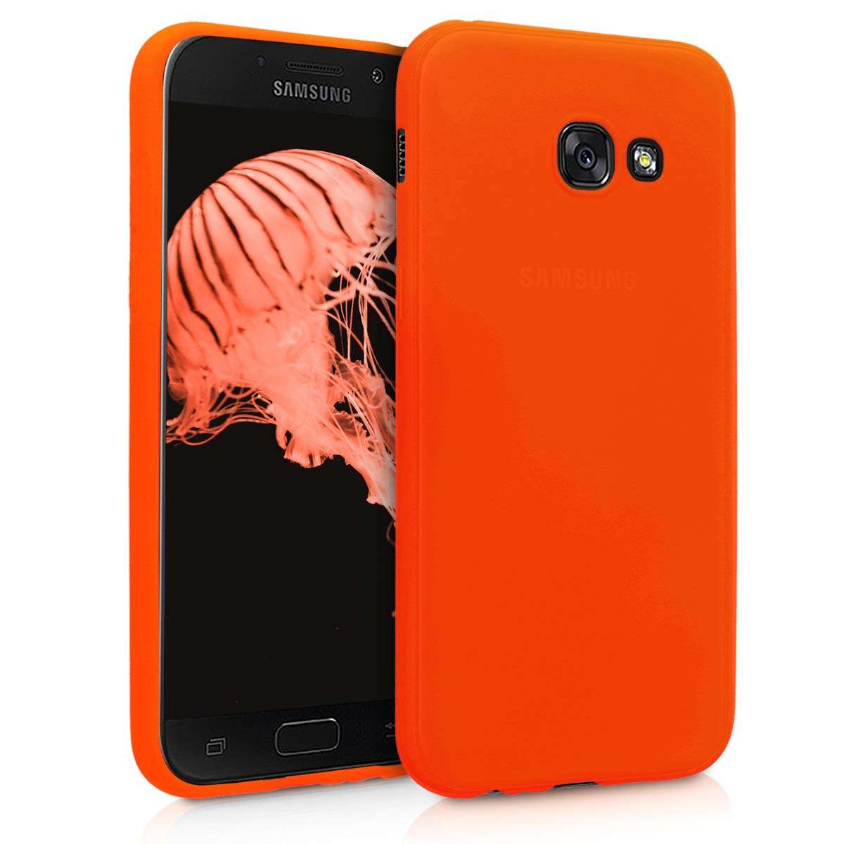 kwmobile TPU Case Compatible with Samsung Galaxy A5 (2017) - Case Soft Thin Slim Smooth Flexible Protective Phone Cover - Neon Orange 1