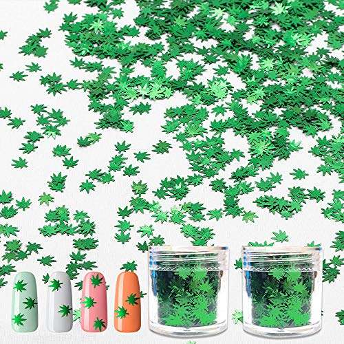 Weed Leaf Glitter Marijuana Sparkly Cosmetic Sequins Flakes Nail Art DIY Decoration Crafting Acrylic Design Manicure for Women (20 Grams) 1