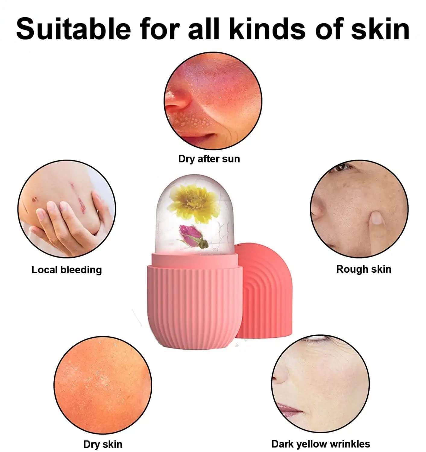 MARJI&ANUVRUTTI Ice Roller for Face, Ice Roller for Face Massager, Face Ice Roller to Enhance Skin Glow, Shrink &Tighten Pores, Reusable Facial Ice Roller Face Ice Treatment (MULTI)(Pack Of - 2) 3