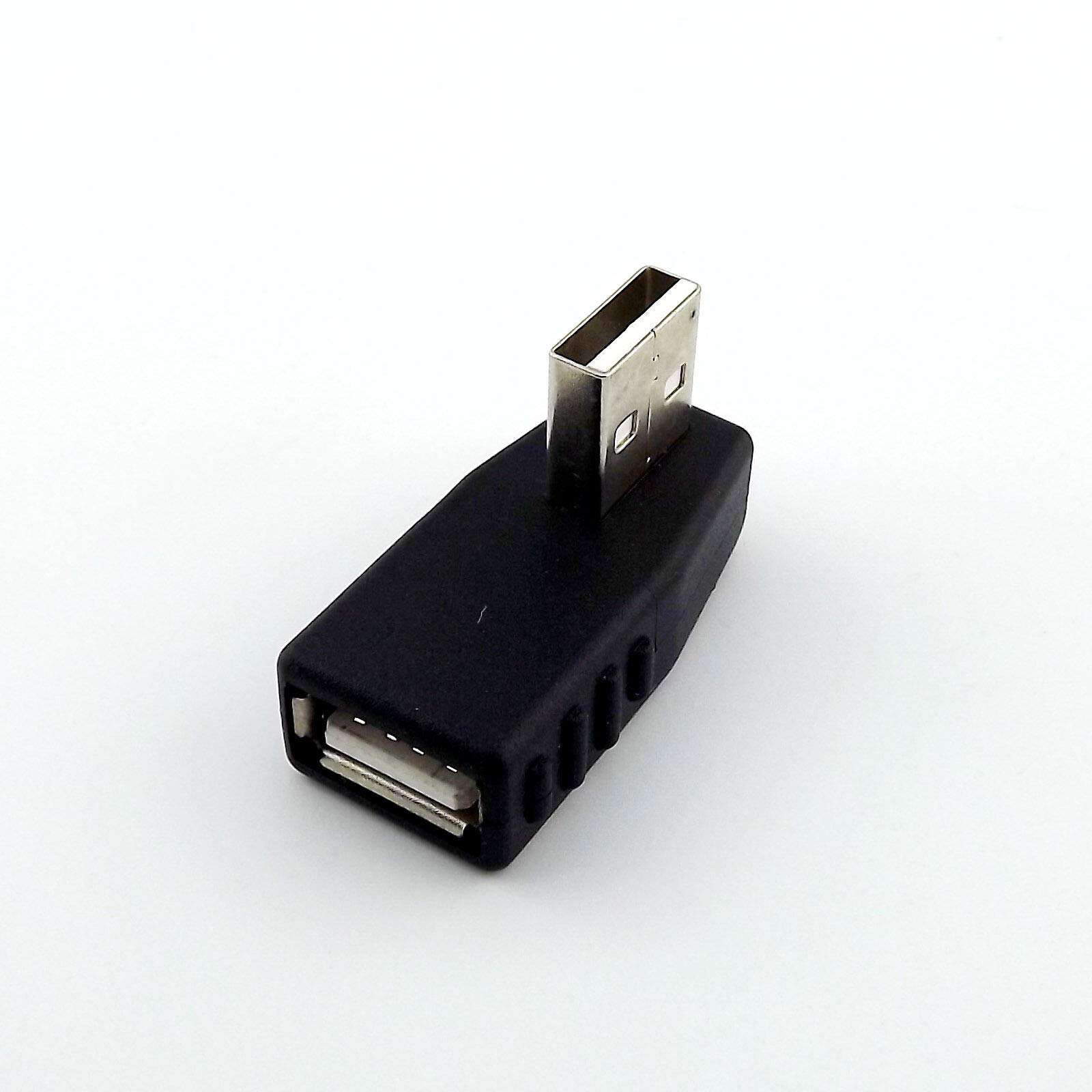 Connectors 10pcs USB 2.0 A Male to Female Side Angled 90 Degree Data Converter Adapter Laptop PC - (Cable Length: 0cm, Color: Black) 1