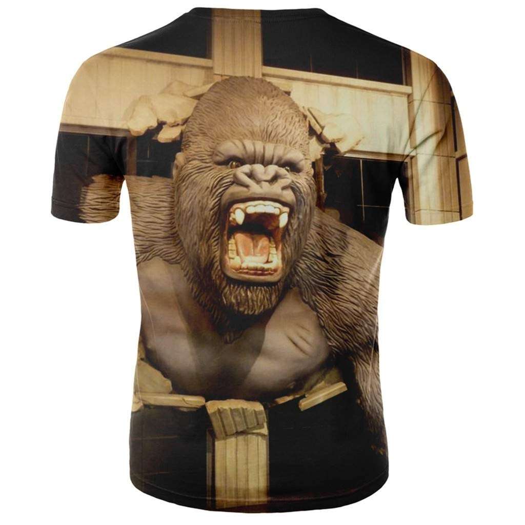 Men T Shirts Graphic Funny 3D Monkey Printed Short Sleeve Plus Size Fashion Casual Novelty Tees Tops (XL, Gold) 2