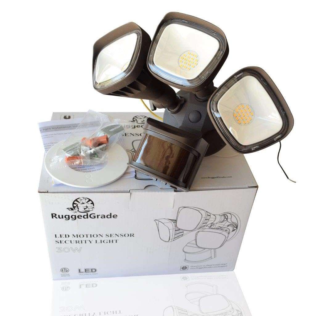 RuggedGrade 30 Watt - Turin II TT Series LED Security Light - Motion Wall Light -3600 Lumen, 240 Degree Sensor - Bronze housing - Color Selectable - Square Heads 5