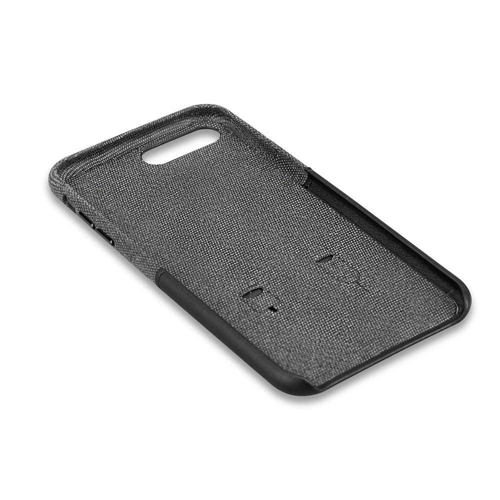 Bigphilo iPhone 7 Plus Case & iPhone 8 Plus Case with Card Holder, Mix Series Wallet Style Slim Cover, Soft-Touch Fabric with Vegan Leather Case for iPhone 7 Plus and iPhone 8 Plus - Black/Black 3