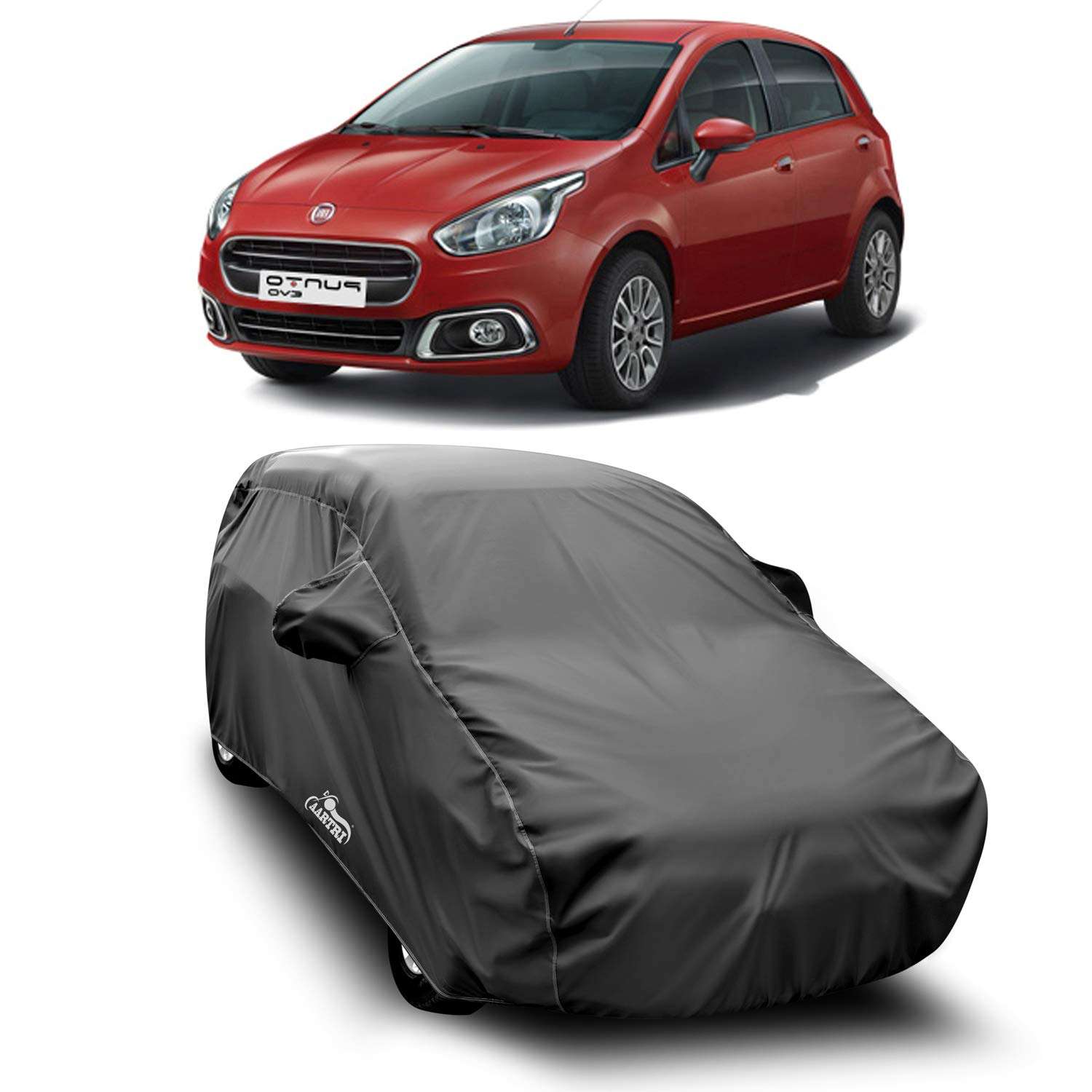 DREAM STORE - Water Resistant - dust Proof - car Body Cover for Compatible with Fiat Punto car Cover - Water Resistant UV Proof - car Body Cover (Grey with Mirror) 1