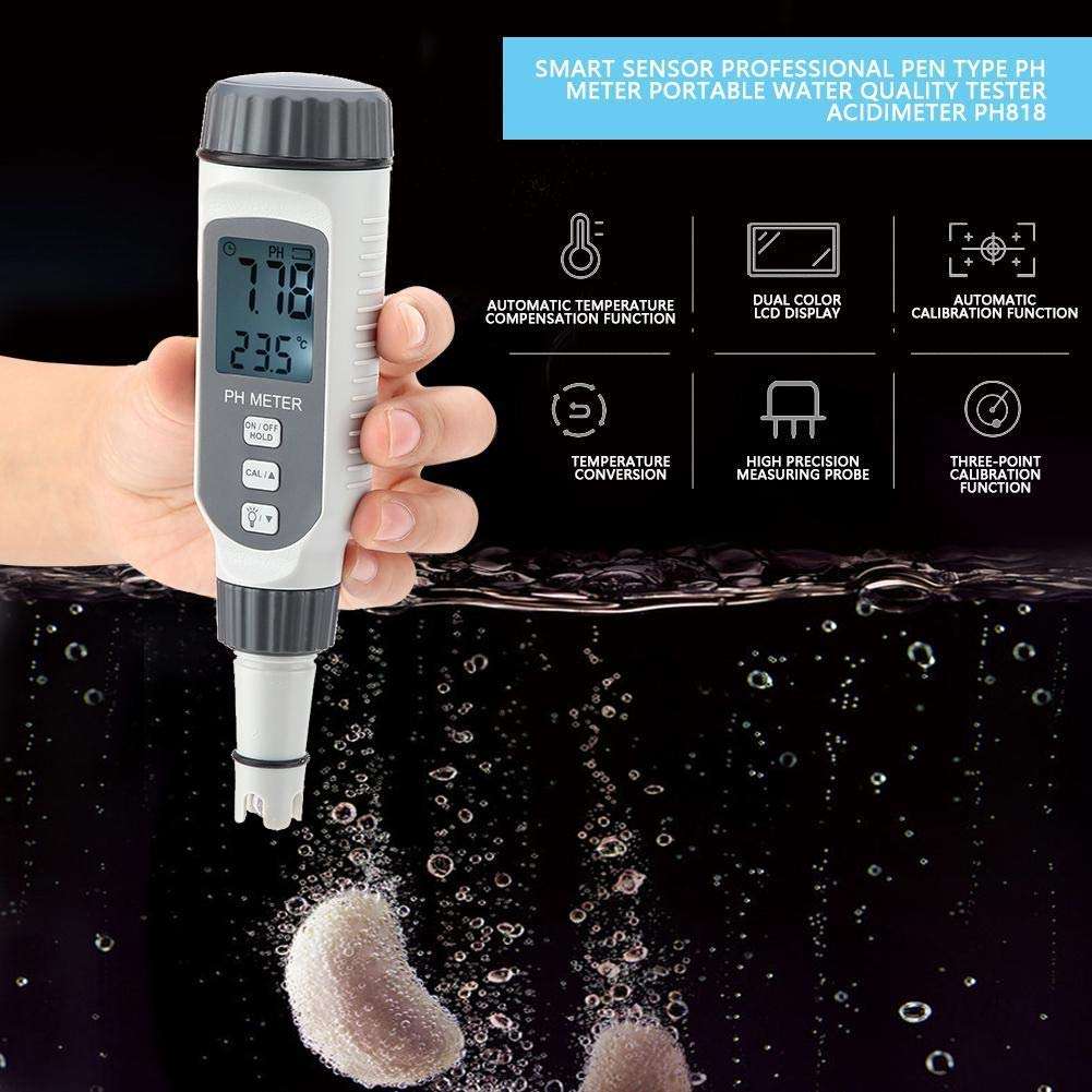 YYONGAO Water Quality Meter, PH Meter,Professional PH Meter Portable Water Quality Tester Acidimeter PH818 4