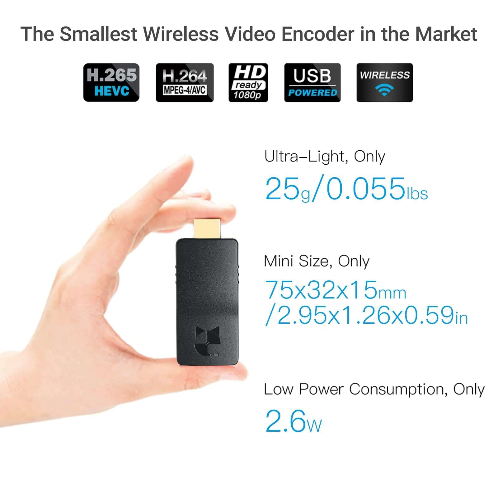 DDMALL Wireless HDMI Encoder HEVC, H.265 H.264 Video Encoder, Live Stream Encoder 1080p Support RTSP UDP RTMP, IPTV Encoder for Facebook, YouTube Live, Twitch and More (HEV-2KW) 2