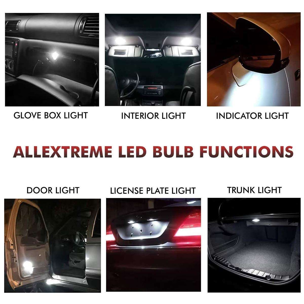 AllExtreme EX12L1W 12 LED Universal Car Interior Super Bright Roof Light Reading Dome Bulb Lamp with Festoon Holder (6W, White, 1 Pc) 5
