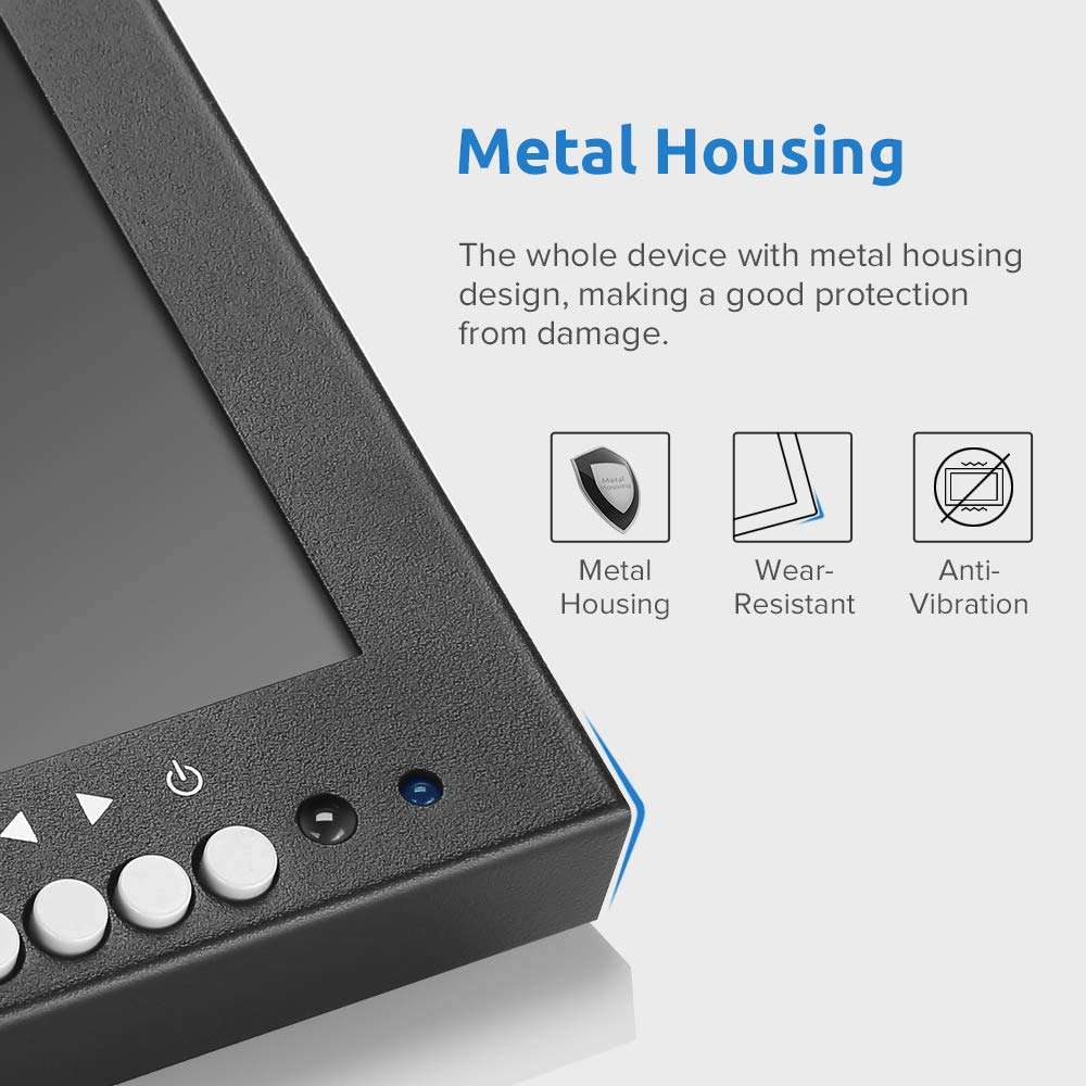 Eyoyo 12'' inch Small HDMI CCTV Monitor, 1366x768 IPS Metal Housing LED Screen W/Wall Bracket&Remote Control with HDMI/VGA/AV/BNC Input Built-in Speakers for PC, Security Camera, Raspberry Pi 3