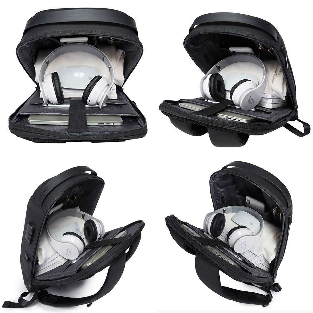 BANGE Water Resistant Anti-Theft Unisex Travel Laptop Backpack with USB Charging and Password Number Lock (Black) 6