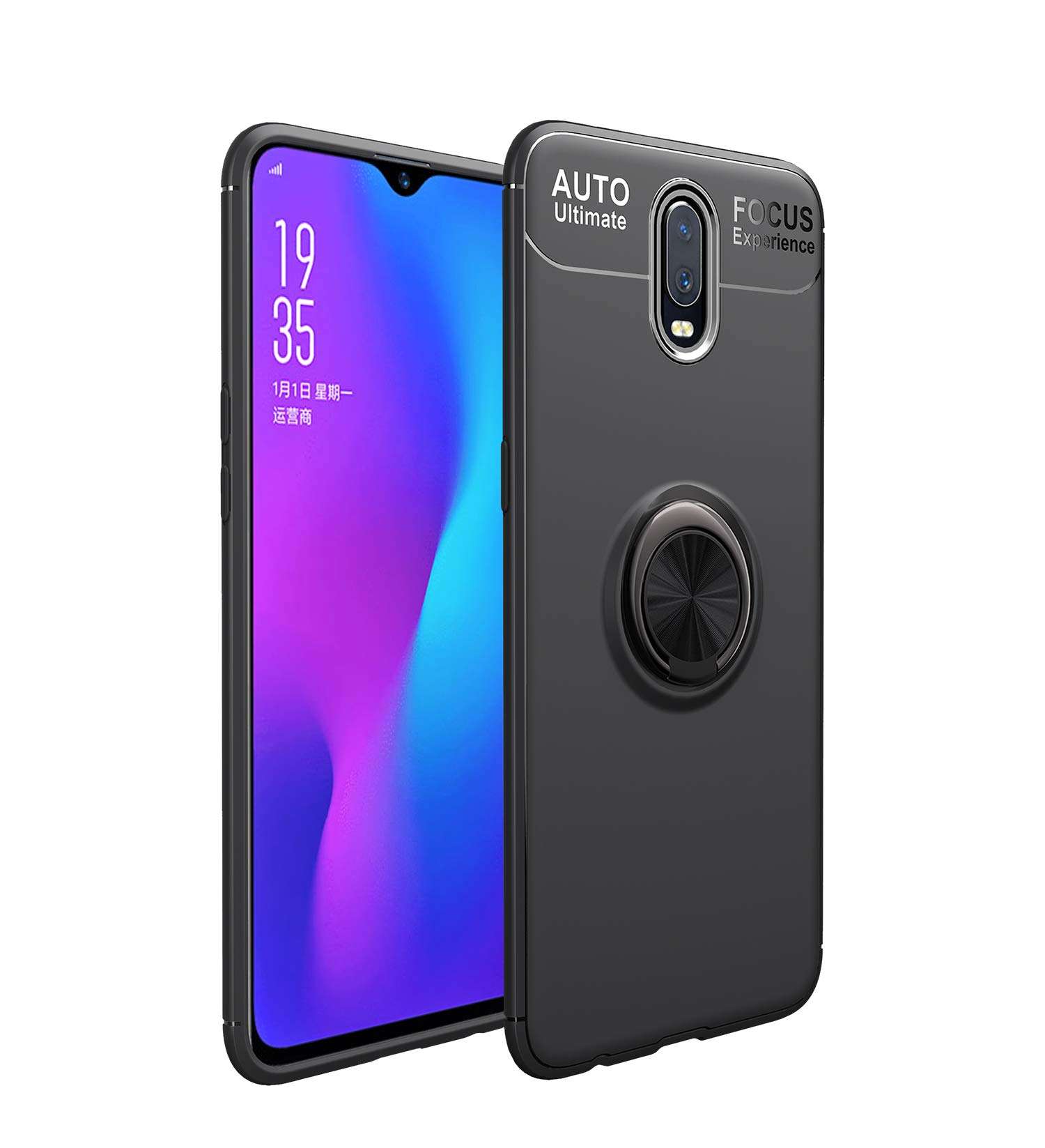 Zouzt OnePlus 6T Case Ultra Slim Cover Case with Ring Holder Kickstand Apply to Magnetic Car Mount Full Protection Case for OnePlus 6T - Black 1