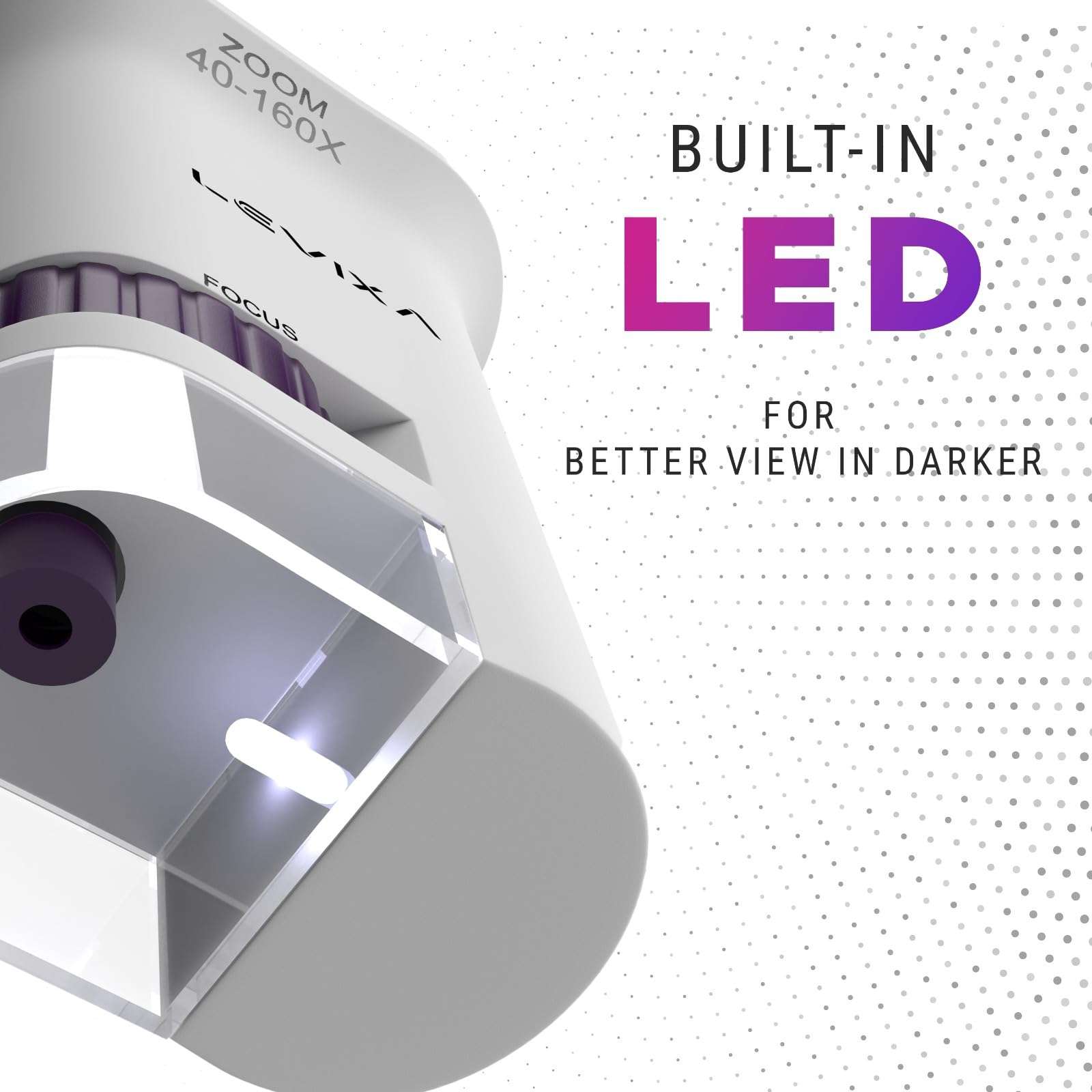 Levixa Pocket Microscope – 40x-160x Mini LED Handheld Lab Microscope with 3 Prepared Slides – Portable Tool for Learning, Education and Science Exploration 5