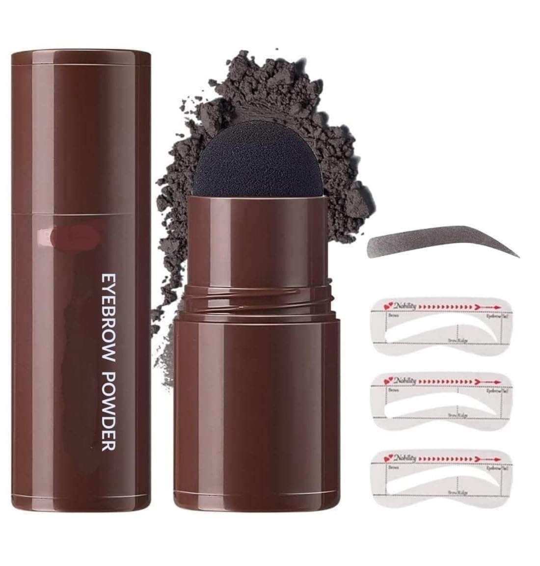 EYEBROW STAMP Shaping Stencil Kit with Reusable Eyebrow Stencils Sticker,1 Double-End Brush and 1 Sponge Applicator,1 Razor,Long-Lasting Waterproof Eyebrow Kit 1