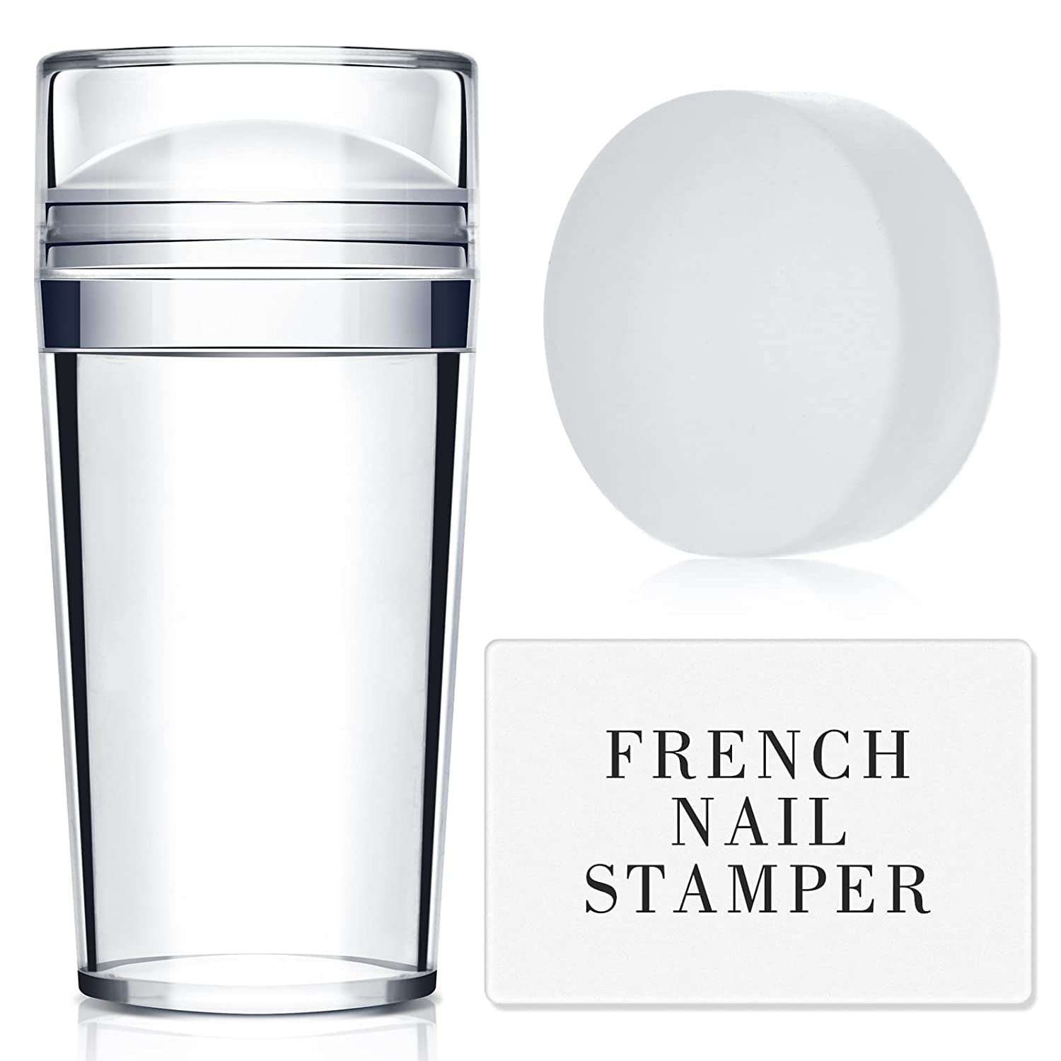 Buransh New Transparent Silicone Visible Body Jelly Nail Art Tool Stamps Kit with Acrylic Scrapers French Replaceable Stamper Head Stamping Polish Manicure Best Outdoor Product Gift Girl female Bridal 1