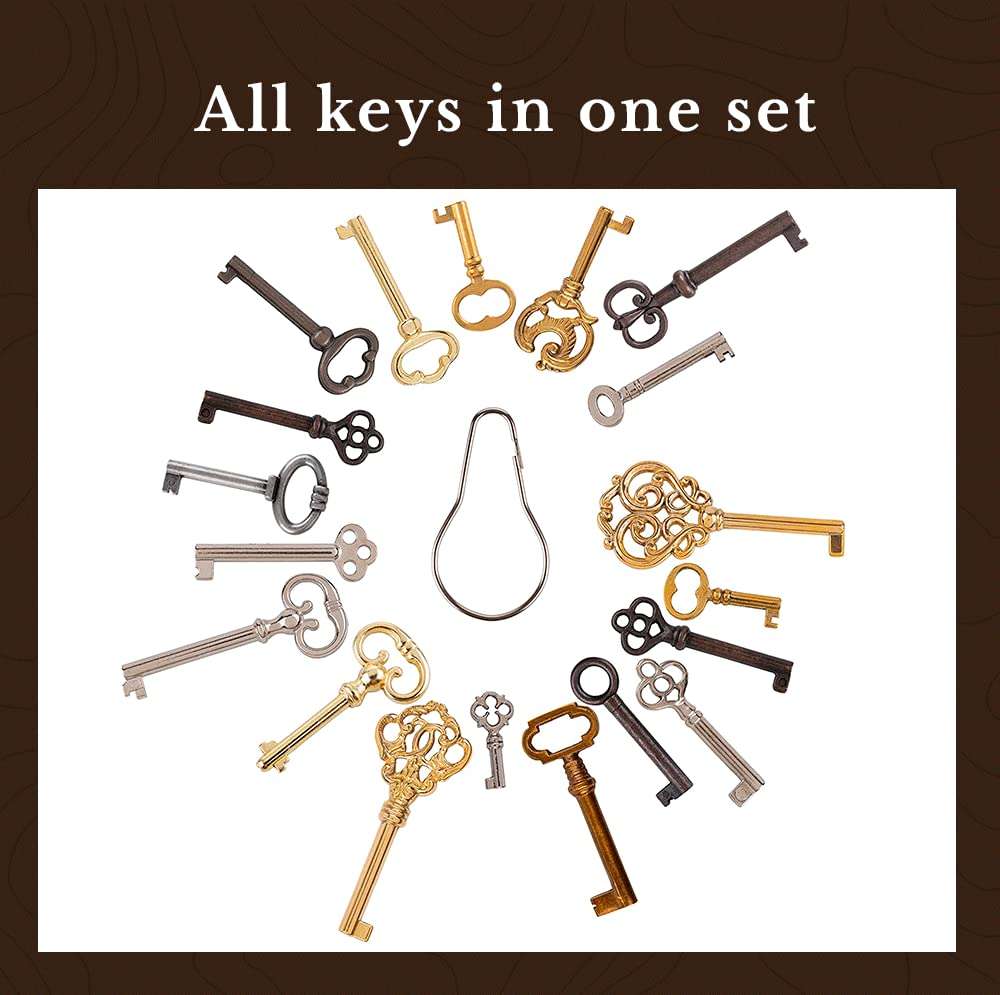 UNIQANTIQ HARDWARE SUPPLY Skeleton Key Set Reproduction for Antique Furniture - Cabinet Doors, Grandfather Clocks, Dresser Drawers Vintage Old Furniture | SK45 2