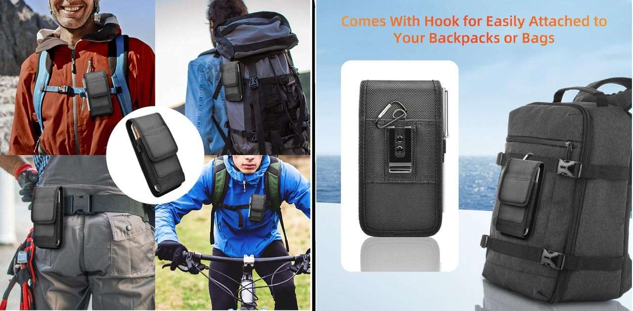 LIKECASE Nylon Phone Holster Belt Clip Cases Cover for Lenovo A6 Note / S5 Pro GT / Z5 Pro / S5 Pro / K5 Pro / K9 / Z5 / K8 Plus / K8 - Black 6