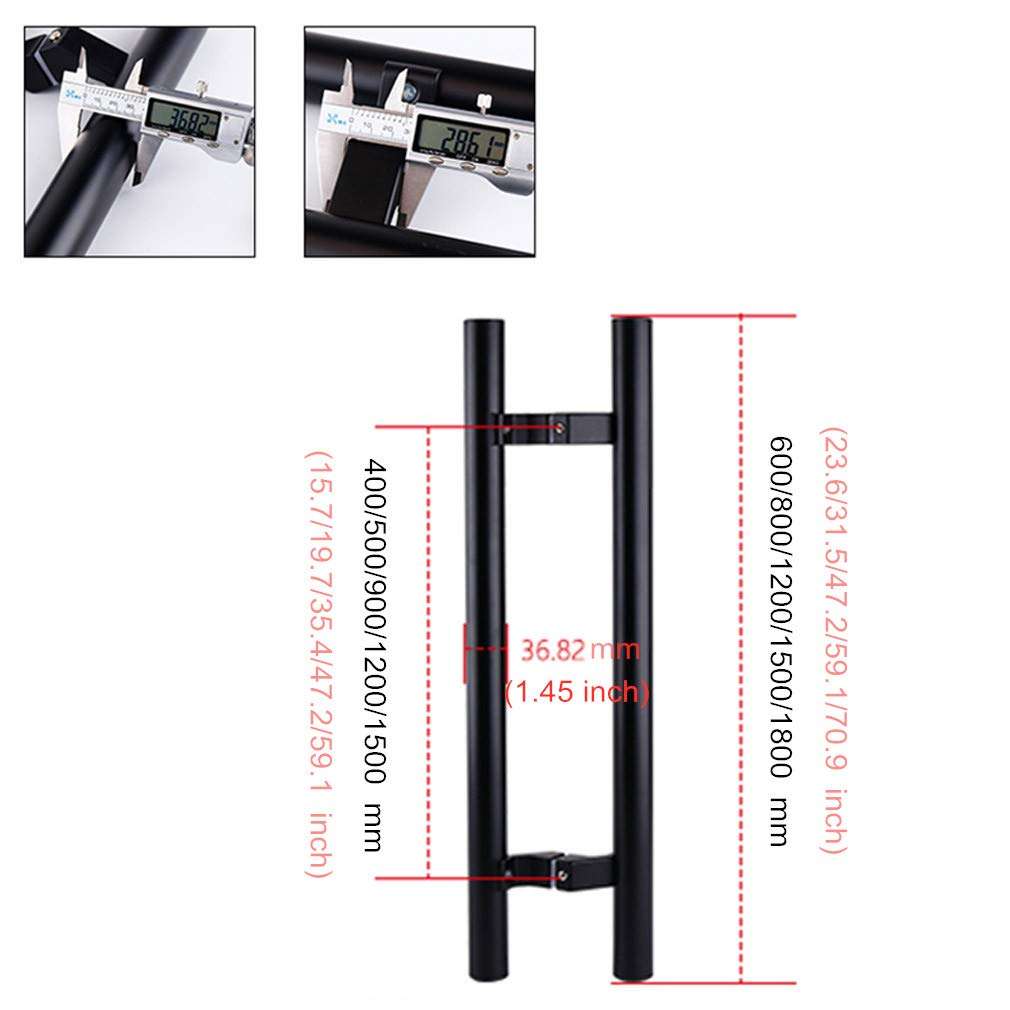 LA1ASHOU Glass Door Handle Set,Heavy Duty Stainless Steel Double Side Bar Handle,Shop Push Door Pull,Back to Back Handle,Round Tube,for Wood Timber Steel Barn Door(Blackhole Center 400mm) 2