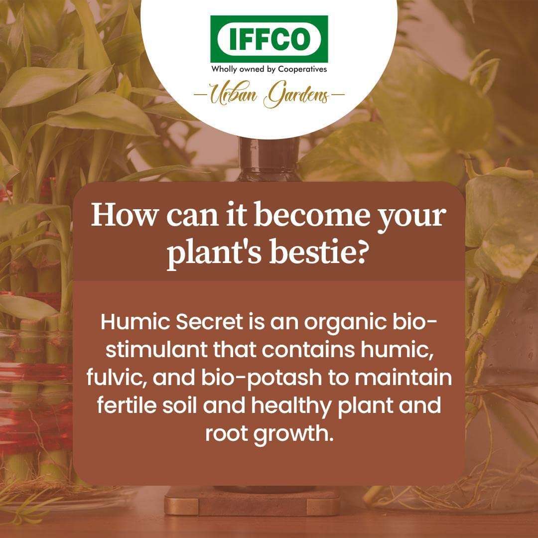 IFFCO Urban Gardens - Humic Secret - 1 Litre - Humic Acid + Fulvic Acid + Bio-Potash - Organic Liquid Fertilizer for Plants, Soil Conditioner & Root Growth Promoter - 100% Water Soluble 4