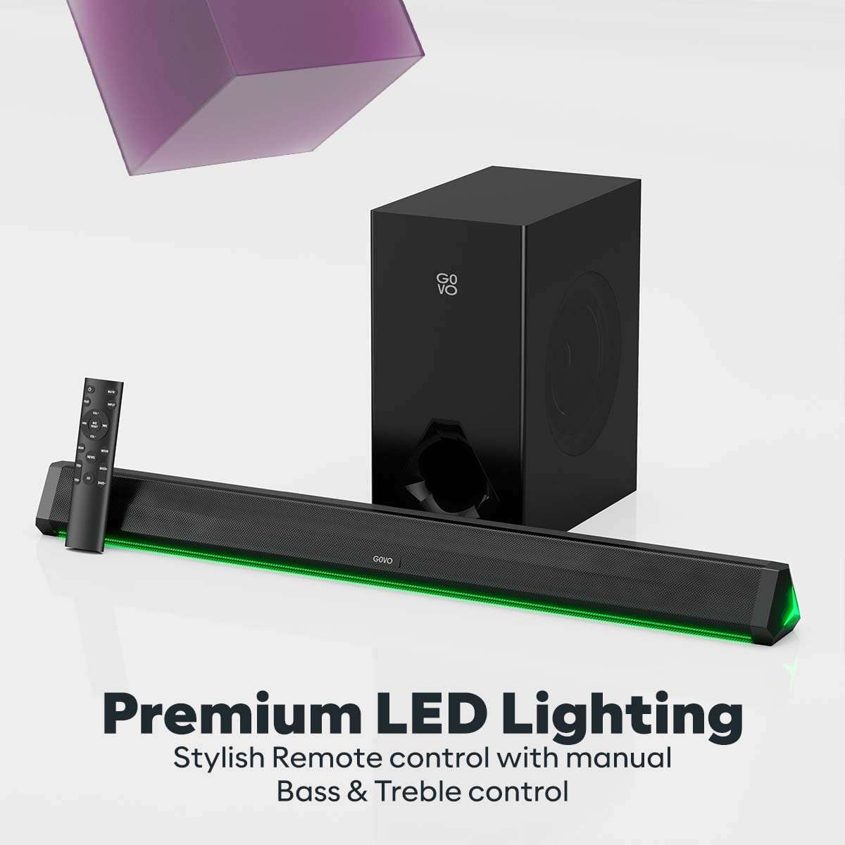 GOVO GOSURROUND 900 | 200W Soundbar | 2.1 Channel Home Theatre | Deep Bass from 6.5” Subwoofer | BT v5.3, HDMI, AUX, USB Connectivity | 4 EQ Modes | Sleek Remote & LED Lights+Display (Platinum Black) 5