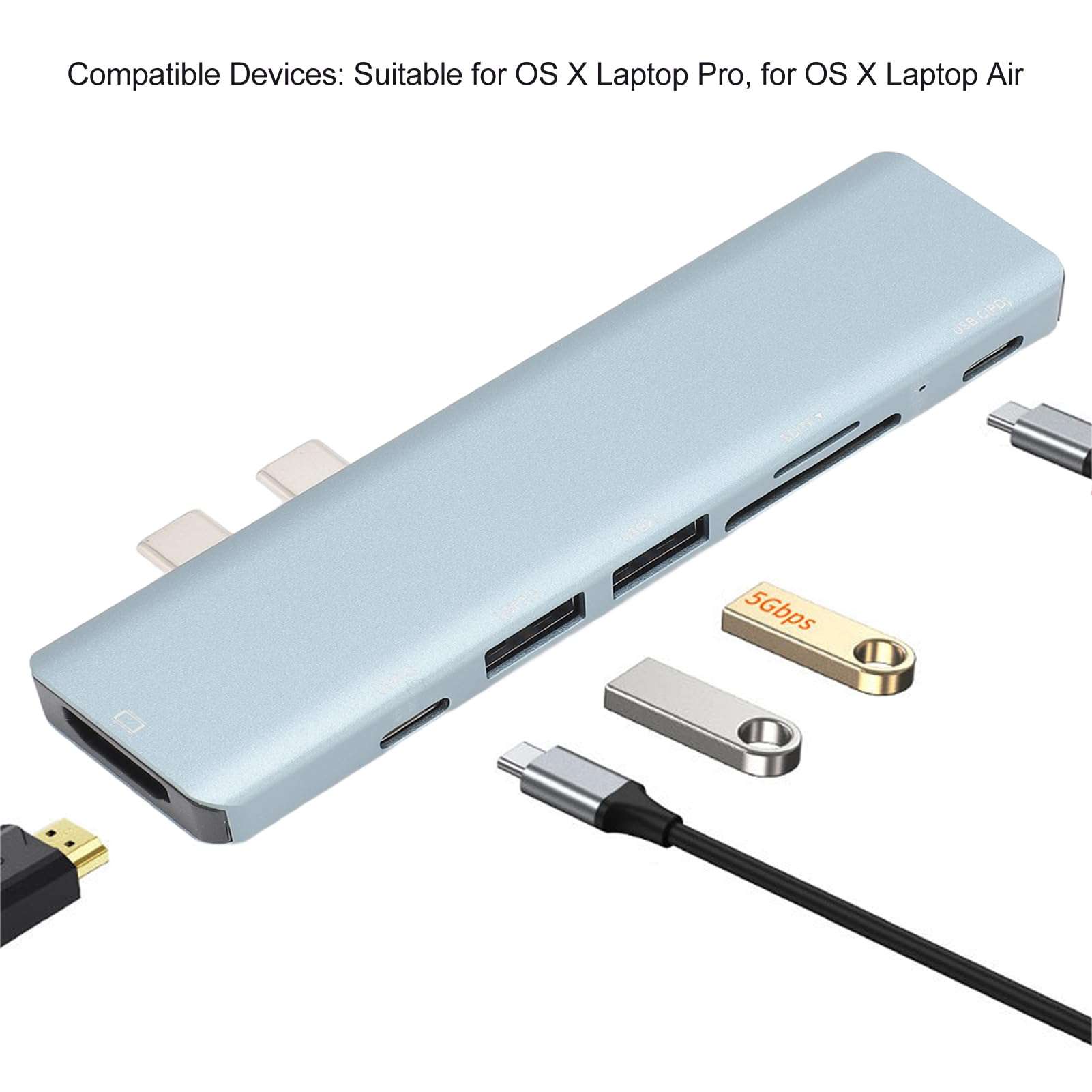 Tangxi USB C Hub, 4K 30Hz HD Output 10Gbps PD 87W Charging Memory Card Slot Aluminium Alloy USB C Docking Station for PC, 5Gbps Data Transmission 6