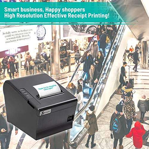 Affordable Desktop Thermal Receipt Printer – 80mm Paper Premium Thermal Printer – with Auto Cutter – Glossy Style Black Color – 250mm/s Printing Speed – Plug and Play Easy Installation 2