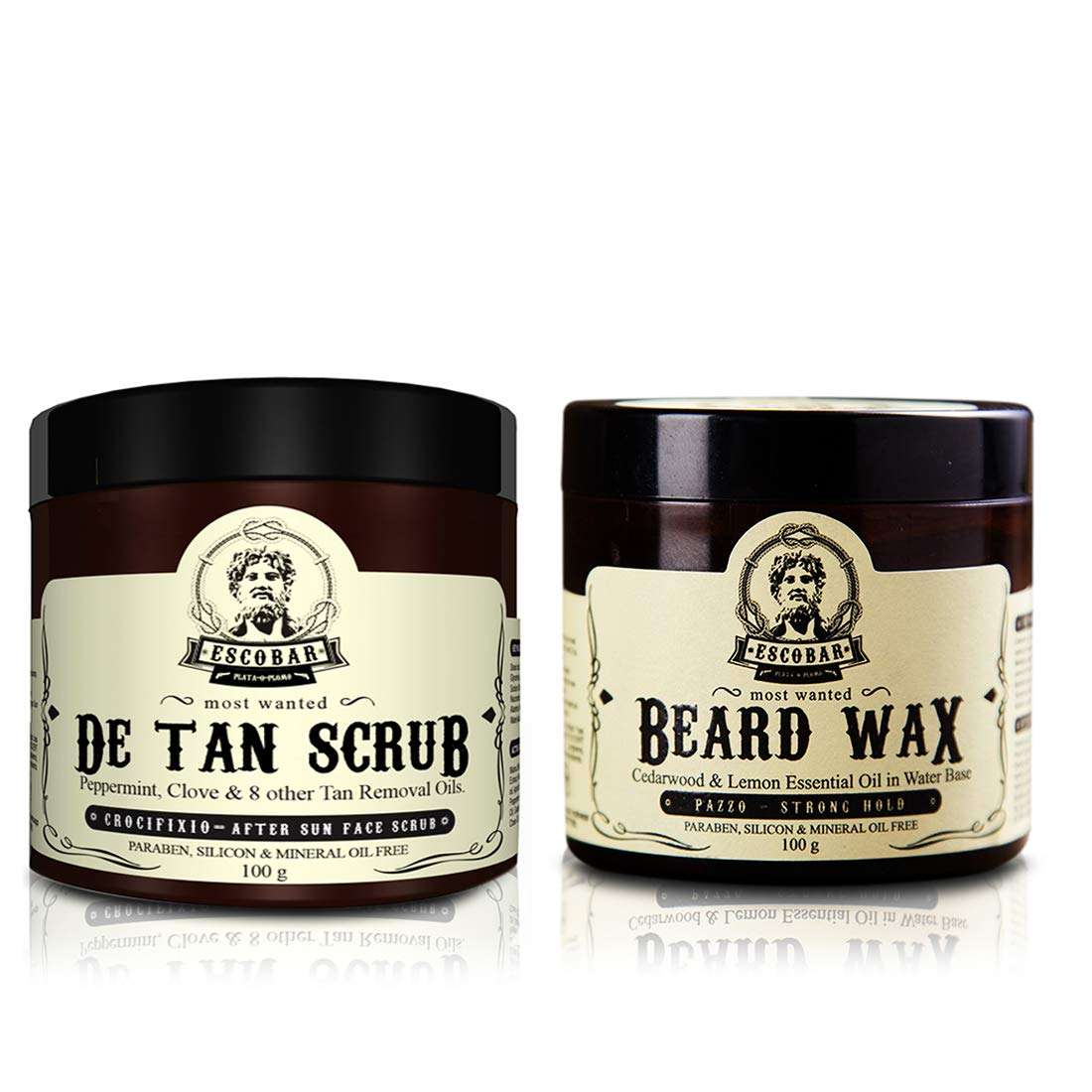 Escobar De Tan Face Scrub & Beard Wax For Remove Blackheads, Pimple, Beard Make Shine, Men, 200gm Each, Pack of 2