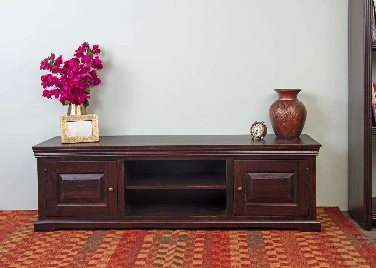 Fabindia Old World Entertainment Cabinet, Brown, 148cm x 45cm x 45cm (10656697) 1