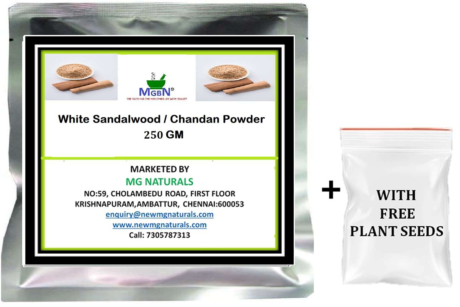 White Sandalwood/Chandan Powder 250 GM (WITH FREE PLANT SEEDS)| 1