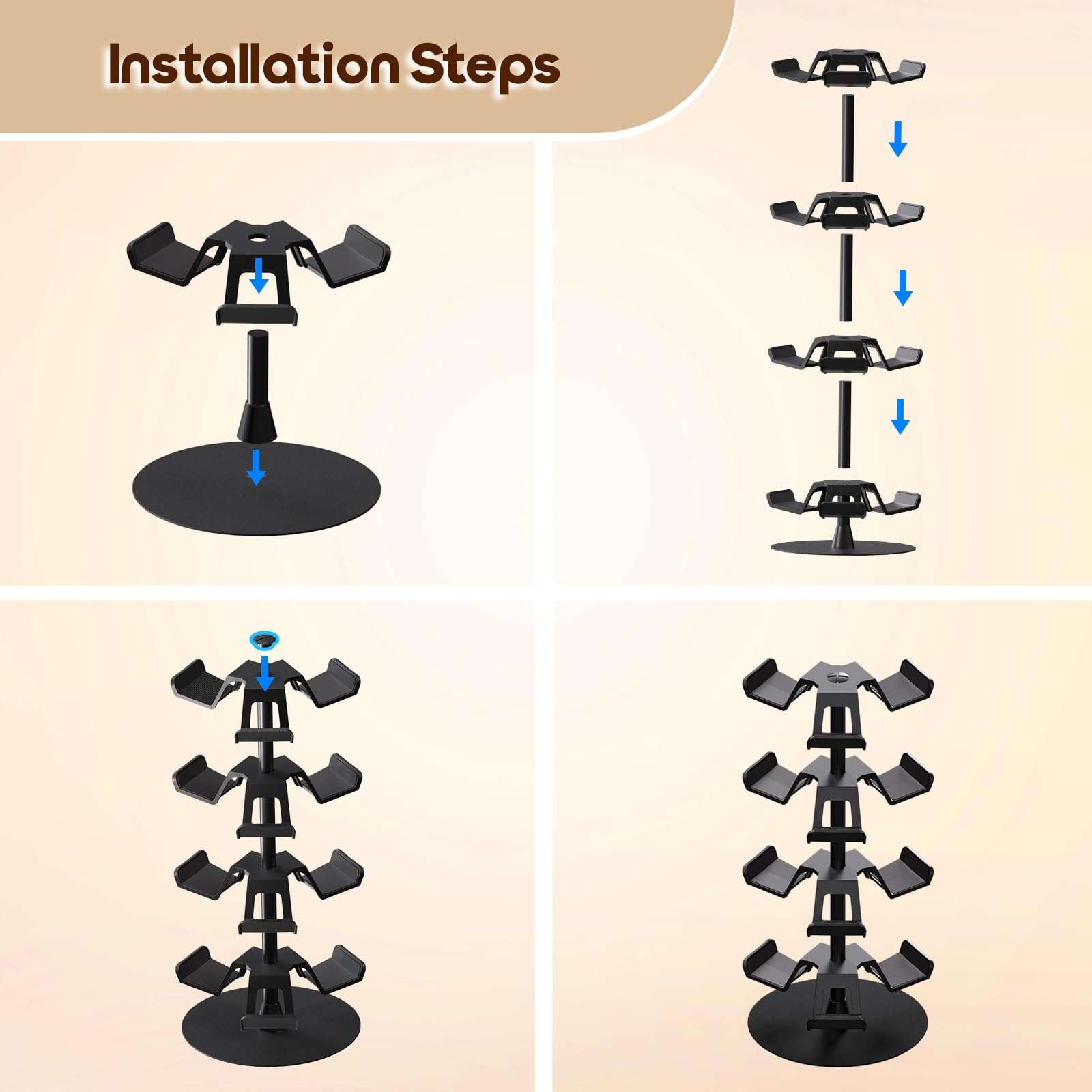 Nargos Universal Controller Holder for Xbox PS5 PlayStation 4 Switch Pro Gamepad, Rotating Headset Stand, 4 Tier, Gamer Gifts 5