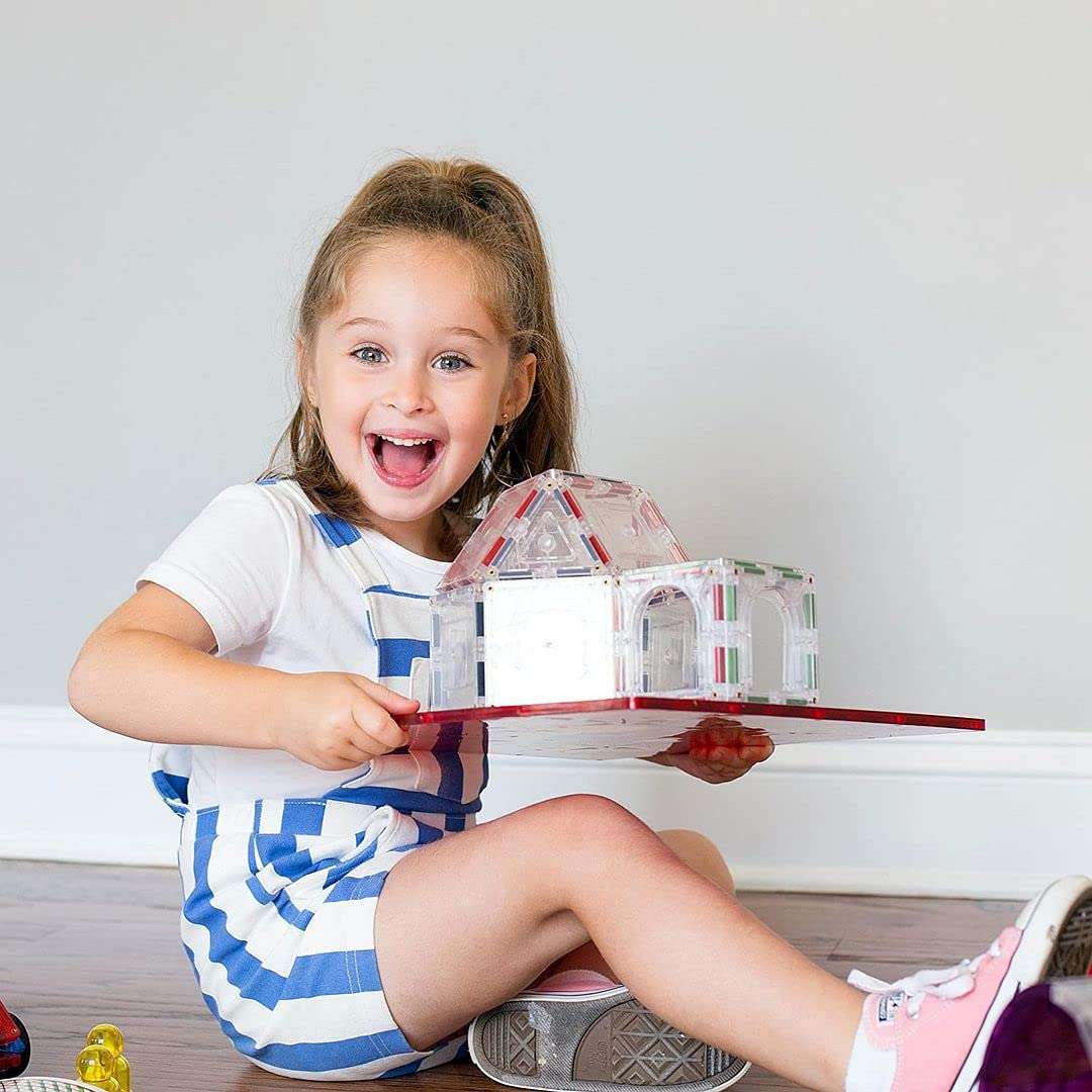 Shapemags Magnet Building Tiles Magnetic Blocks - Baseplate Stabilizer Building Tile Kit, Award Winning STEM Educational 3D Construction Blocks Set 3