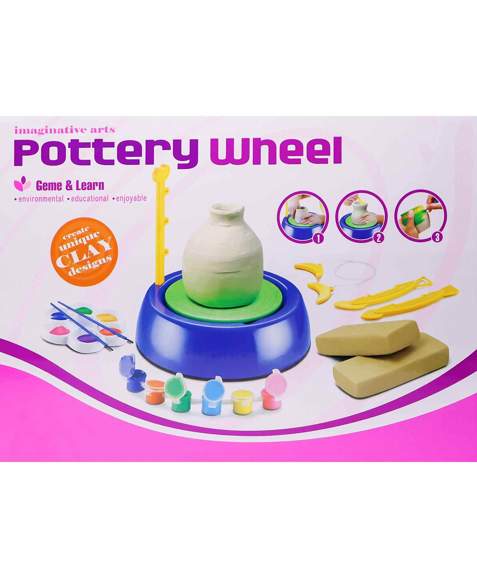 Foroly Non-Toxic Plastic Art Pottery Wheel Set Toy with Clay for Kids, Multicolor, 3 Years and up, Pack of 1 6