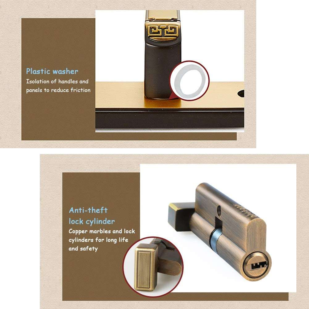 ZHJING Door Handle Bar Door Lock Door Handle Through Bolts Silent Door Handle Thumb Toilet (Color : Red) 5