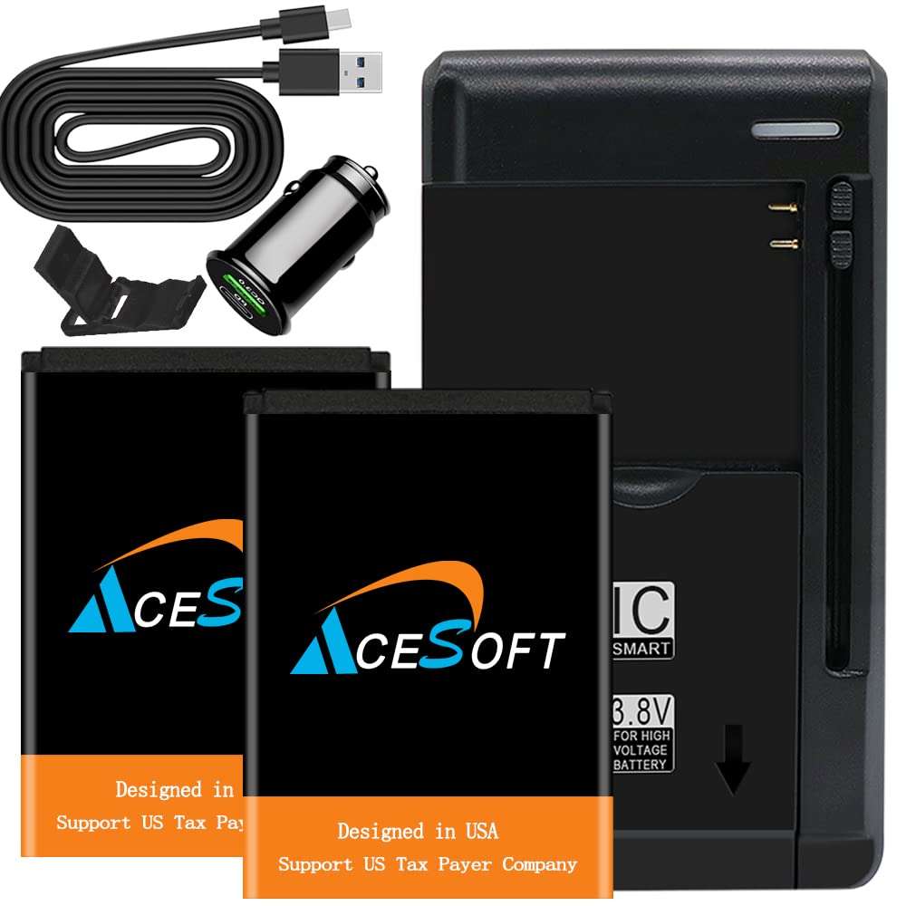 Large Capacity Rechargeable Li_ion Thick Density 2150mAh Battery Universal Dock Charger with USB Output Port Car Charger Type C Cable Folding Bracket Compatible with CAT S22 Flip 1