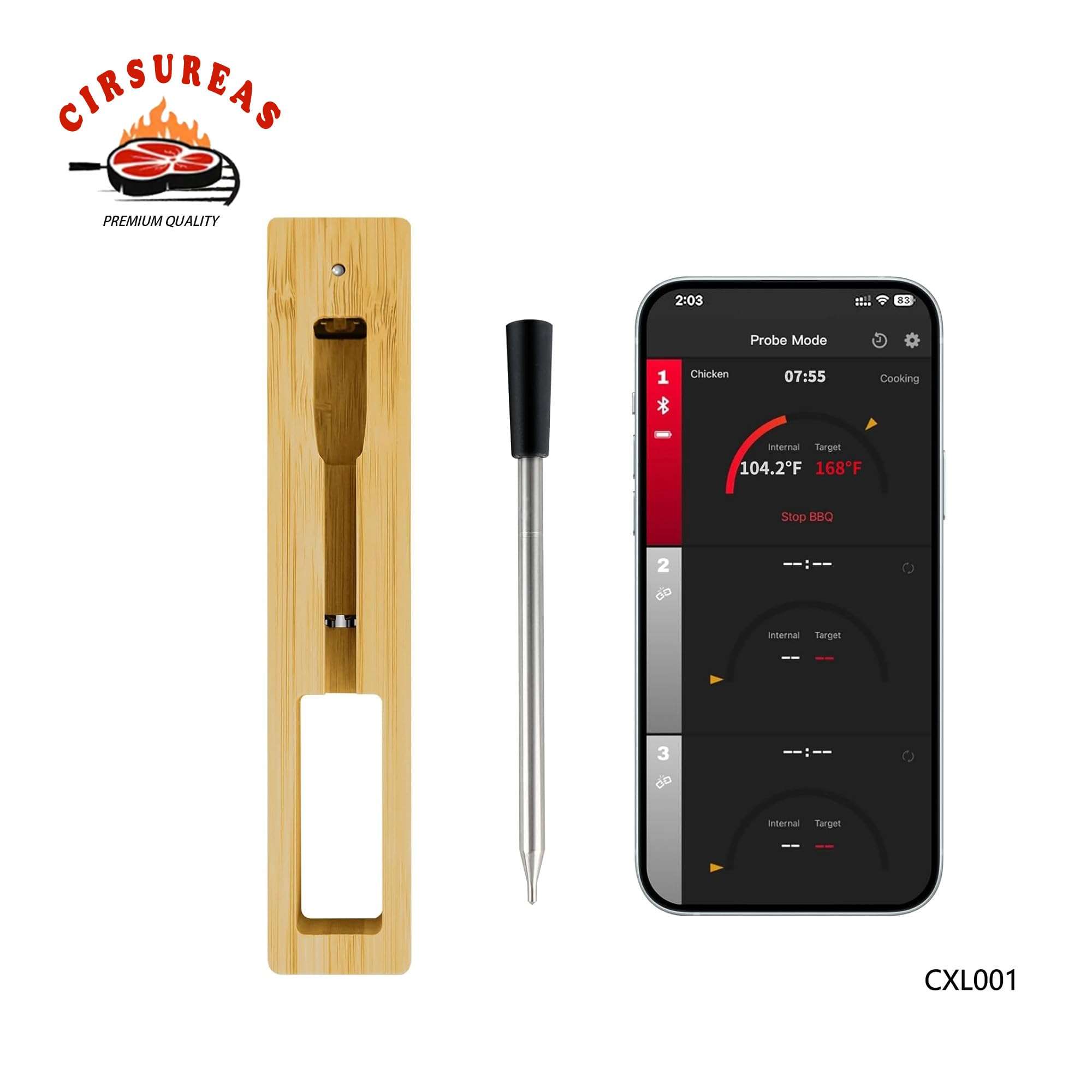 Wireless Meat Thermometer, Smart Digital Bluetooth Meat Thermometer, Instant Read Digital Food Thermometer, Smart APP Control, Kitchen Thermometer for Roast, Oven, Grill, BBQ, Smoker, Rotisserie 5