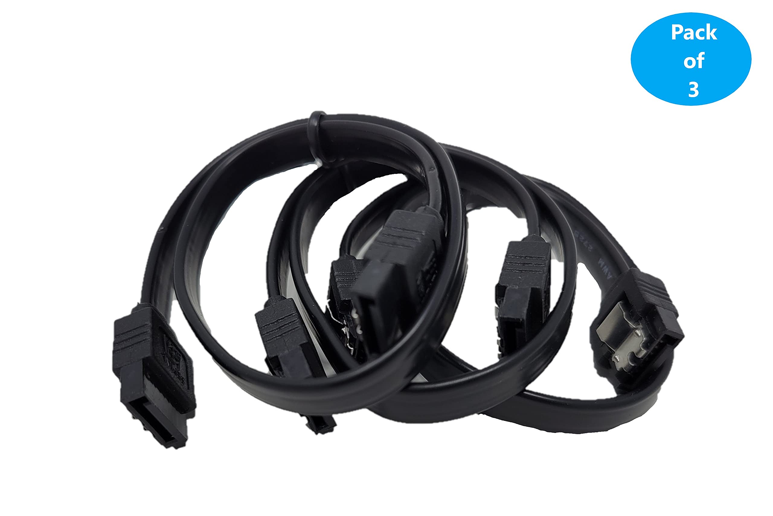 Micro Connectors F03-10MSSB-3 40" Sata III 6 GB/S Straight Cable with Locking Latch - 3 Pack (Black) 2