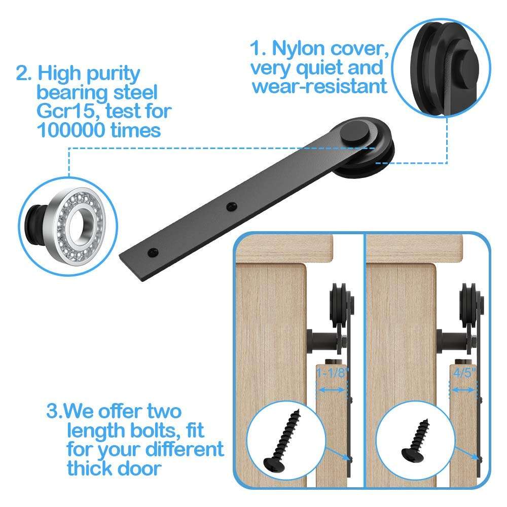 ZEKOO 3FT Super Mini Sliding Barn Door Hardware Kit for Single Door Cabinet, Small Barn Door Hardware Track Kit for TV Stand, Cupboards, Storage Cabinets, Wardrobes, I Shape Hanger (No Cabinet) 6