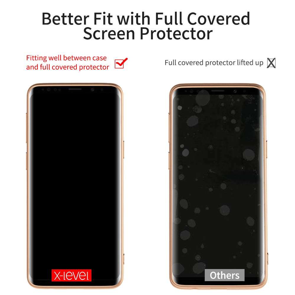 X-level for Samsung Galaxy S9 Case, Slim Fit Soft TPU Ultra-Thin Mobile Phone Cover Matte Finish Coating Grip Phone Case for Women for Galaxy S9-Gold 6
