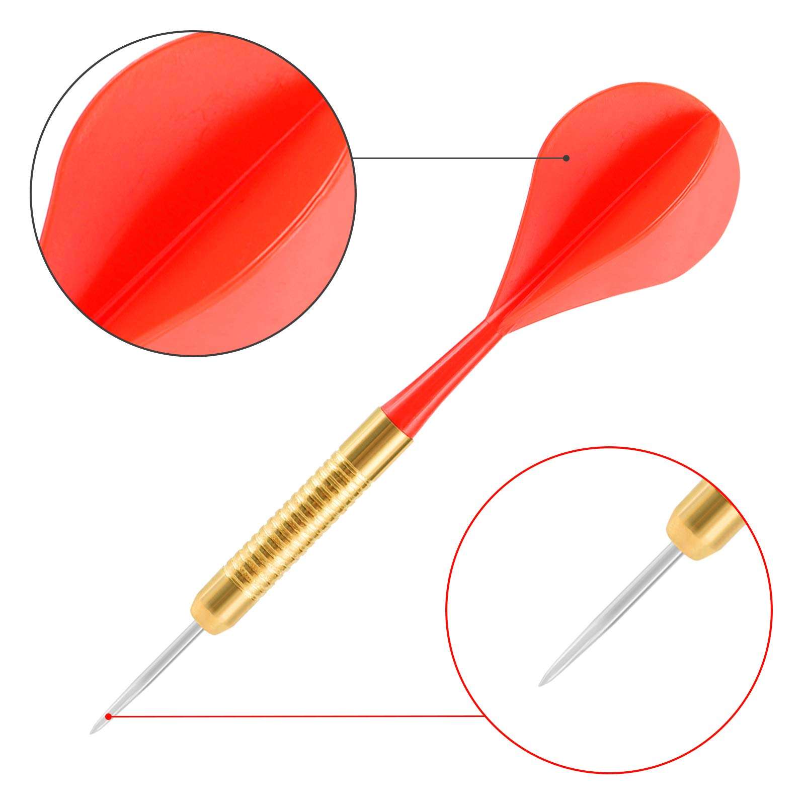 Accmor 12pcs Steel Tip Darts, Bar Dart, Darts Metal Tip Set, Metal Darts for Dartboard 3