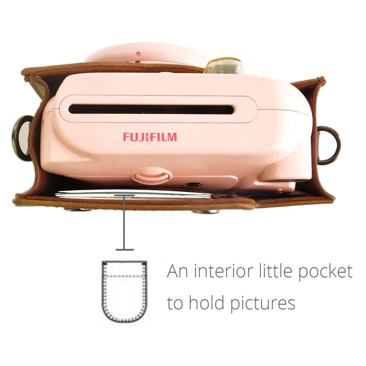HelloHelio Classic Vintage PU Leather Compact Case with Strap for Fujifilm Instax Mini 9 / 8 / 8+ Instant Film Camera - Grape 5