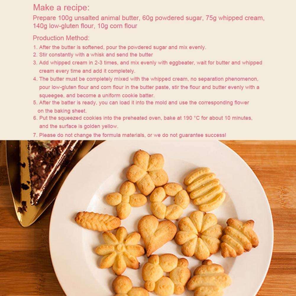 ON SHOPPY (LABEL) Cookie Press, Manual Cookie Maker Machine DIY Household Cookie Maker Press Includes 12 Cookie Disc Shapes + 6 Cream Flower Mouth Baking Tool Cookie Cutter 5