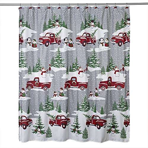 SKL HOME by Saturday Knight Ltd. Snowy Truck Shower Curtain and Hook Set, Multi 1