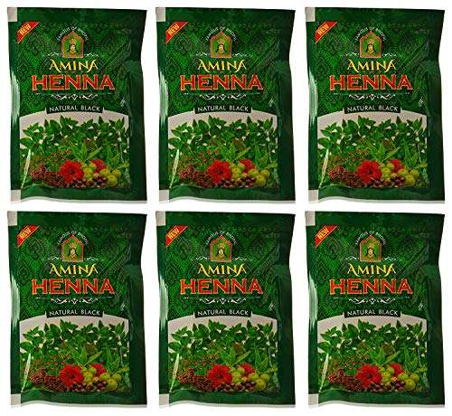 Amina Henna Natural Black Hair Colour Heena Mehndi, 25 g (Pack of 6) 1