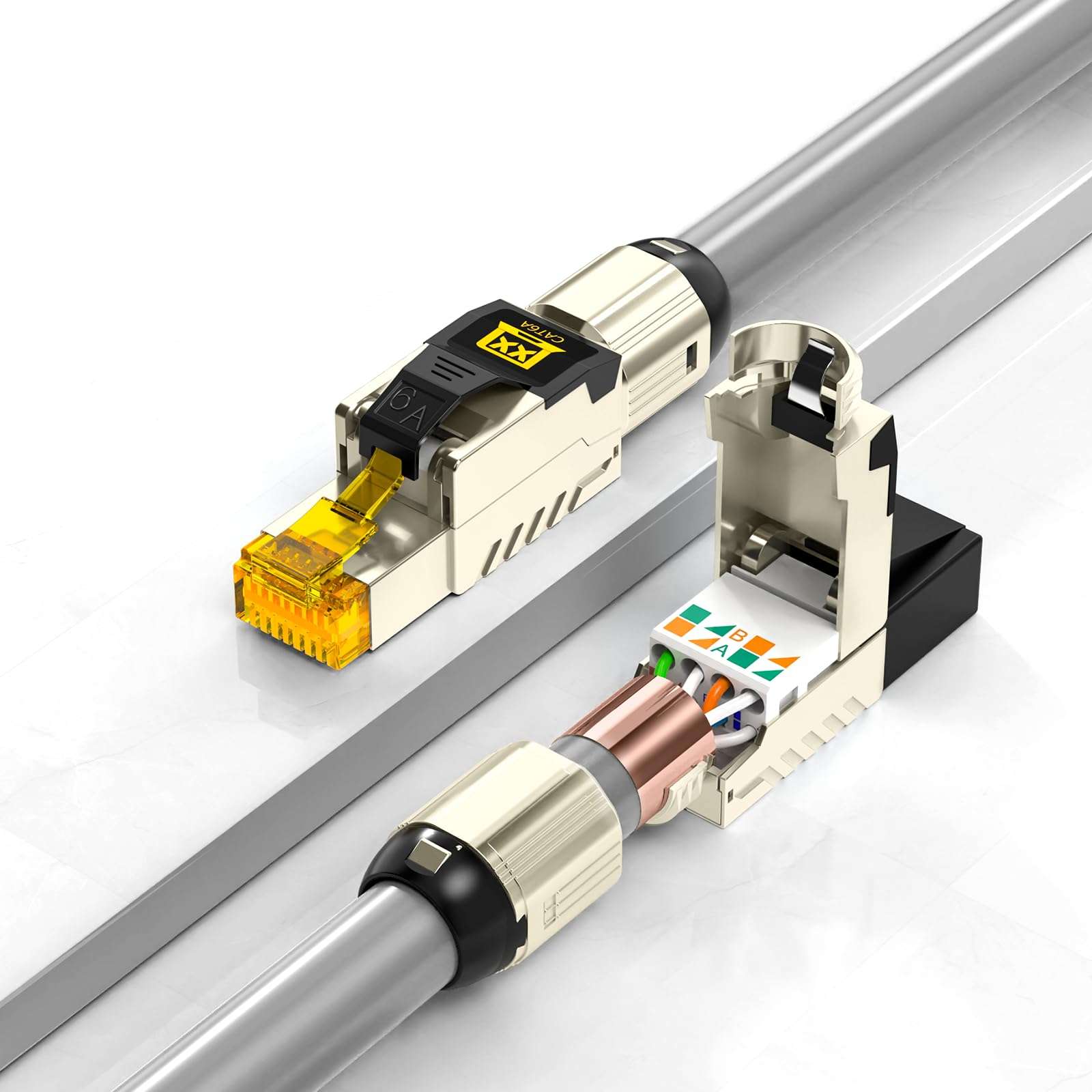 WANJEED Cat6a Patch Cables 1.6ft, Cat6 Ethernet Patch Cable Pure Copper, Flexible Cat 6 Patch Cable 500MHZ 10G, Space-Saving Cat 6A Network Cables for Patch Pane 1