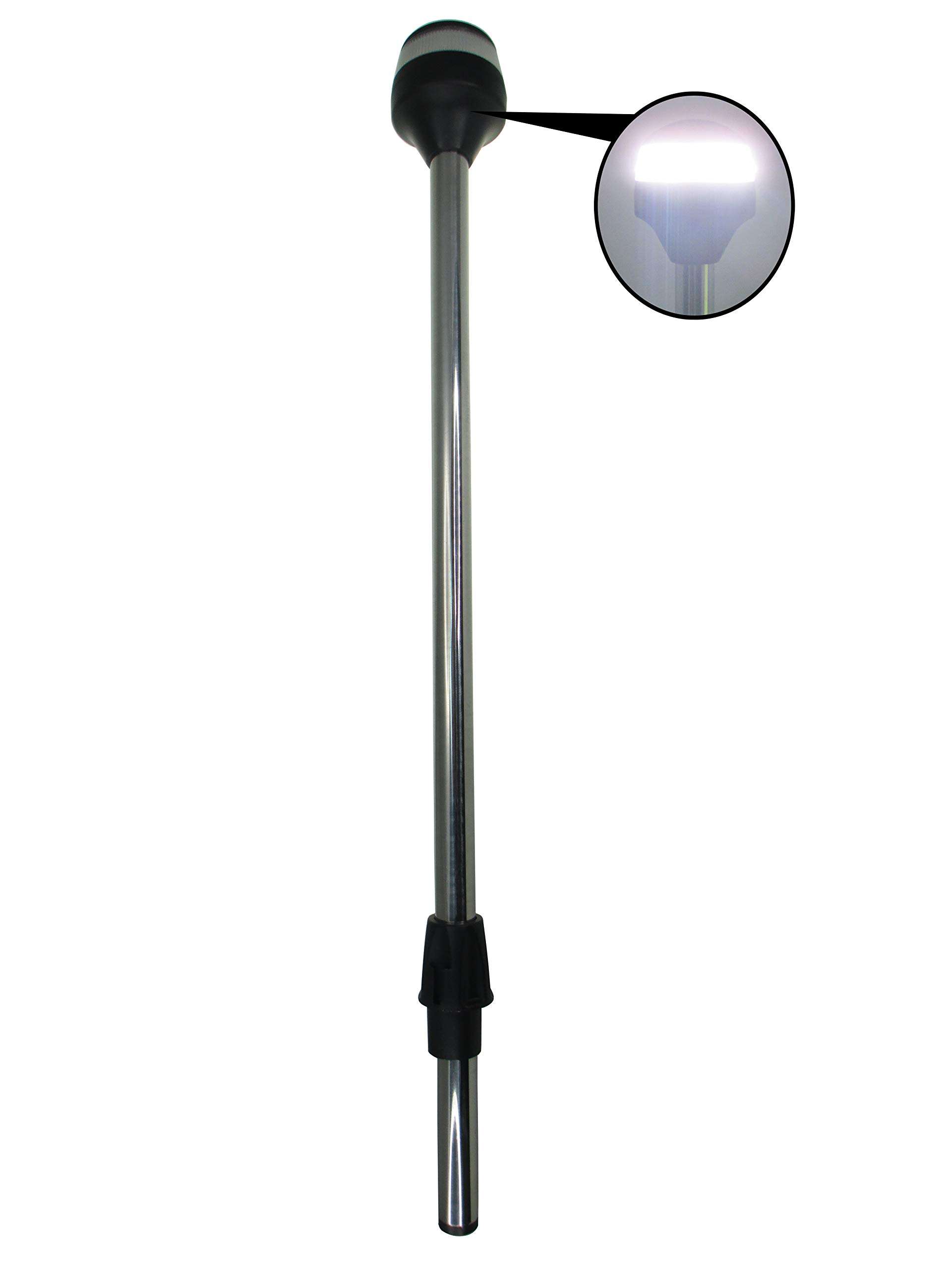 Pactrade Marine White LED 24'' All Round Stern Anchor Plug-In Light Pole USCG ABYC A16 2NM for Pontoon Fishing Boat and Yacht