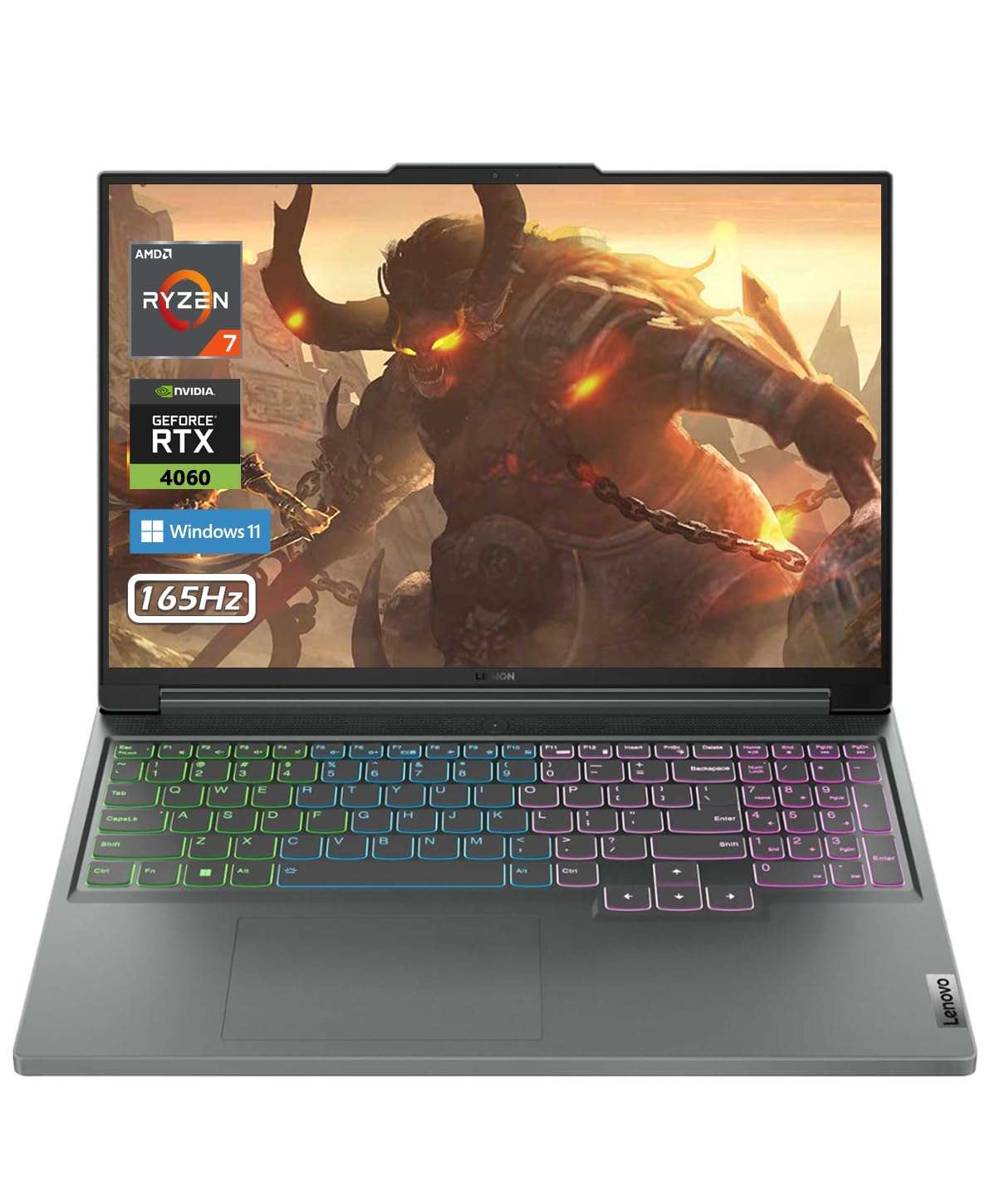 Lenovo Legion Slim 5 Gaming Laptop Computer, 16" WQXGA Display 165Hz, 64GB RAM 2TB Storage, AMD Ryzen 7 7840HS, 8core, 5.1GHz, NVIDIA GeForce RTX 4060, Wi-Fi, Win11, Storm Grey, W/GaLiMu