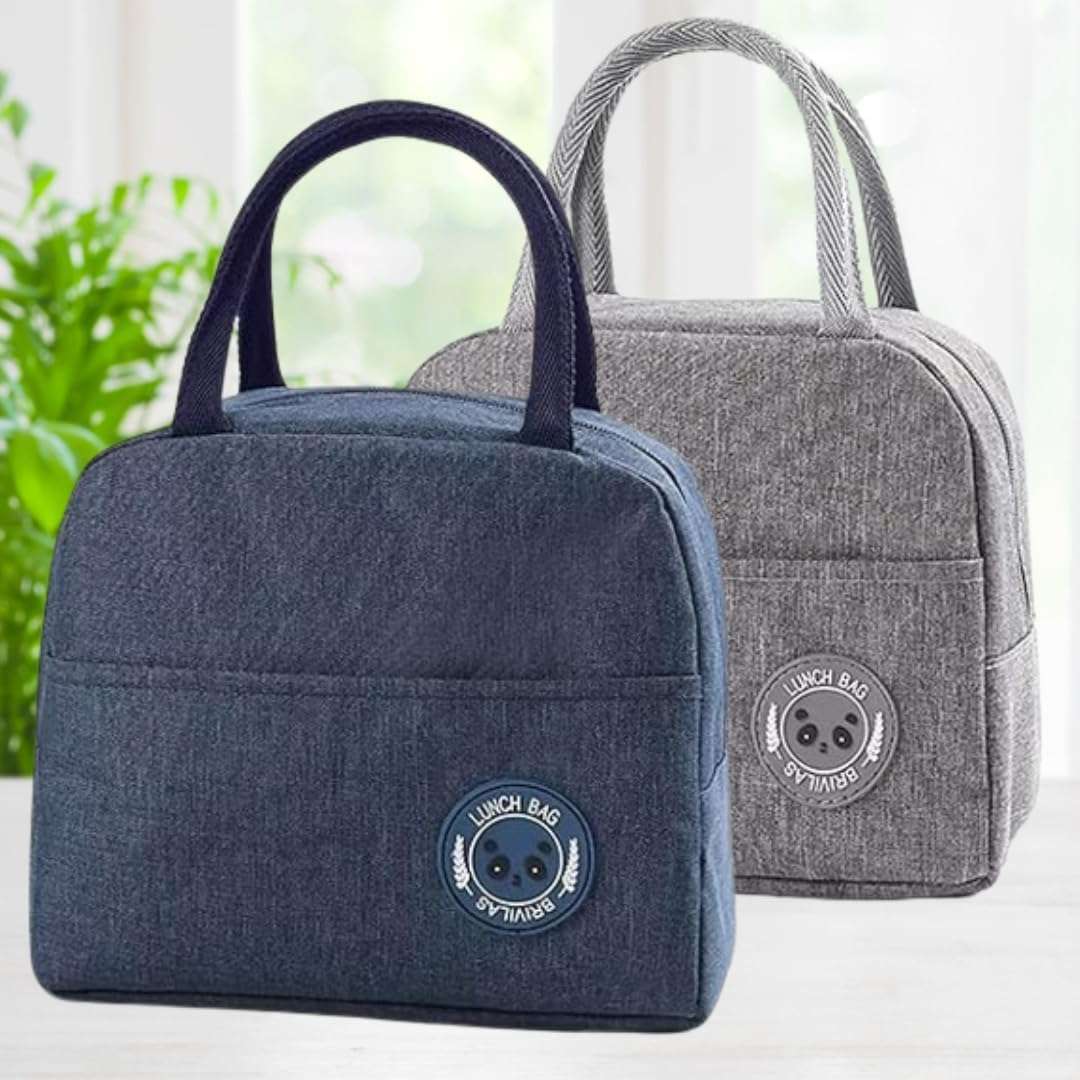 Milton Reusable Lunch Bag,Combo Pack Tiffin Bag for School, College, Office,Picnic Travels Waterproof Lunch Bag Insulated Lunch Bag with Handles, Ocean Fish and Arrow Print Design, Set of 2 1